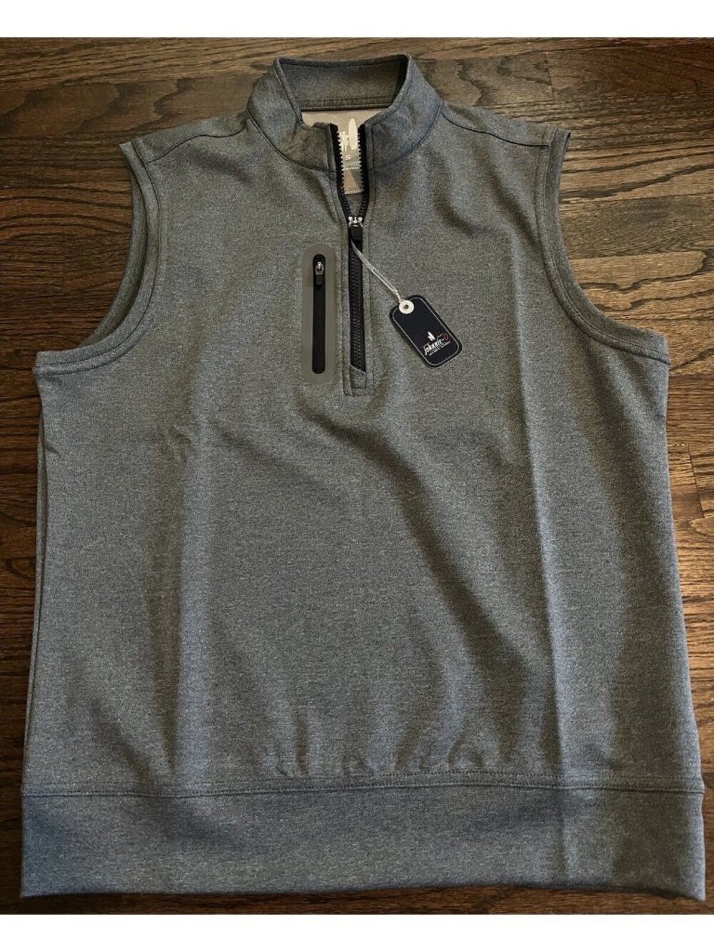 NWT johnnie-O Denny 1/4 Zip Performance Golf Vest Heather Black Mens Sz S $138